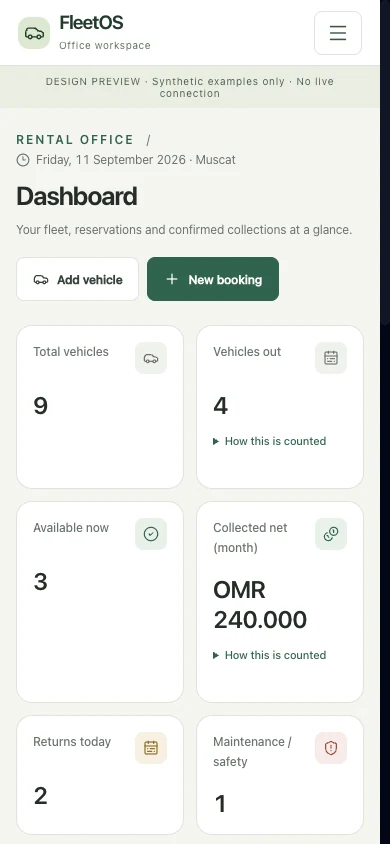 Mobile dashboard design preview with summary cards in two columns.